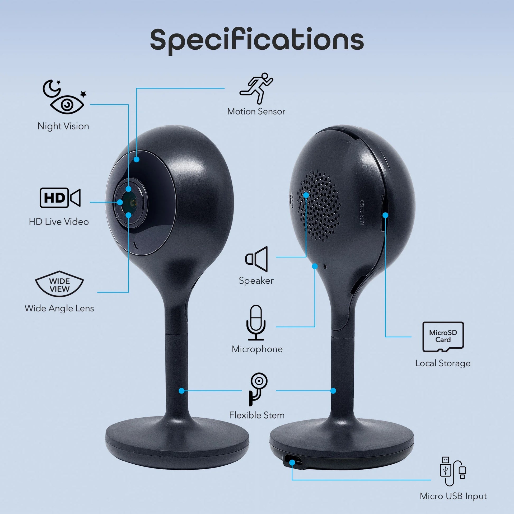 Indoor Home Security 1080P HD Video Surveillance Camera with Motion Detection, 2-Way Audio, Black