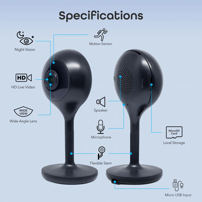 Indoor Home Security 1080P HD Video Surveillance Camera with Motion Detection, 2-Way Audio, Black