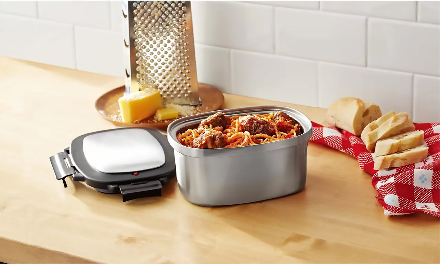 Food Container, Reusable Insulated Stainless Steel, Rectangular, 33 Oz