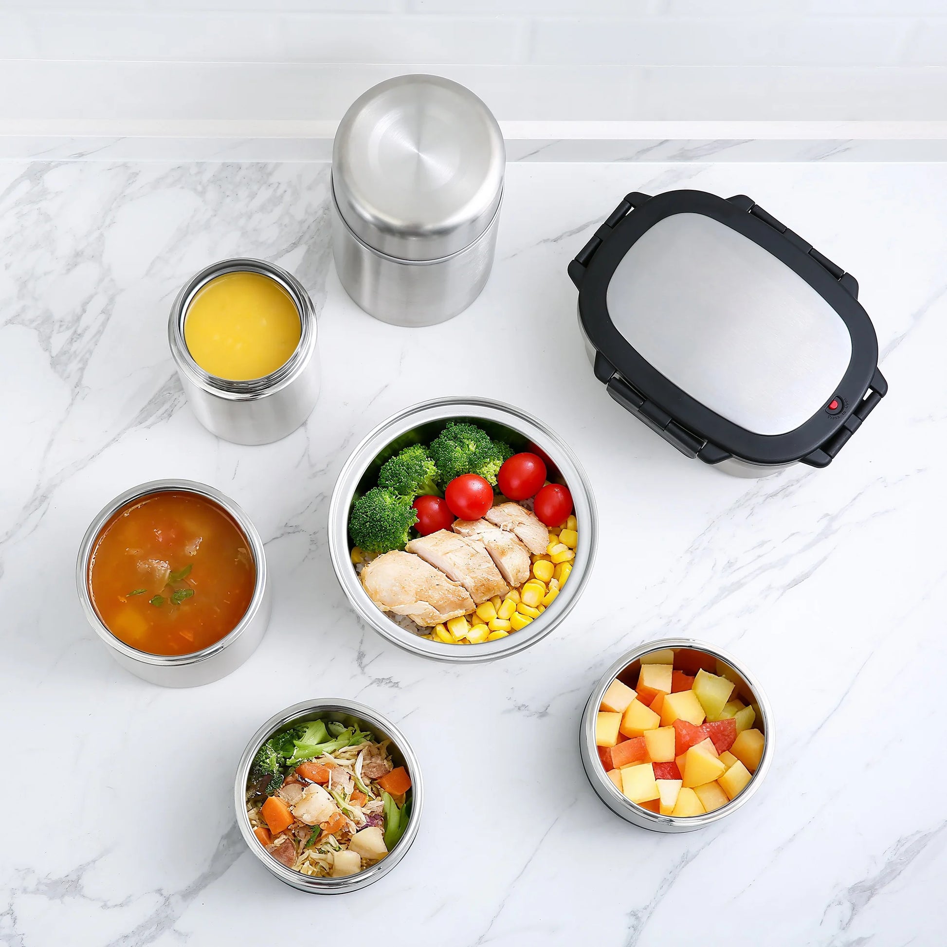 Food Container, Reusable Insulated Stainless Steel, Rectangular, 33 Oz