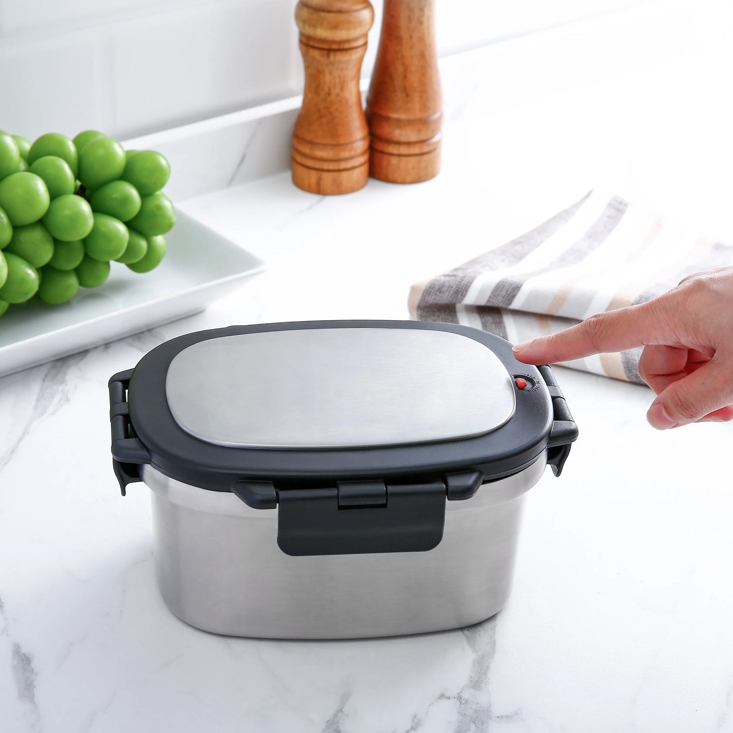 Food Container, Reusable Insulated Stainless Steel, Rectangular, 33 Oz