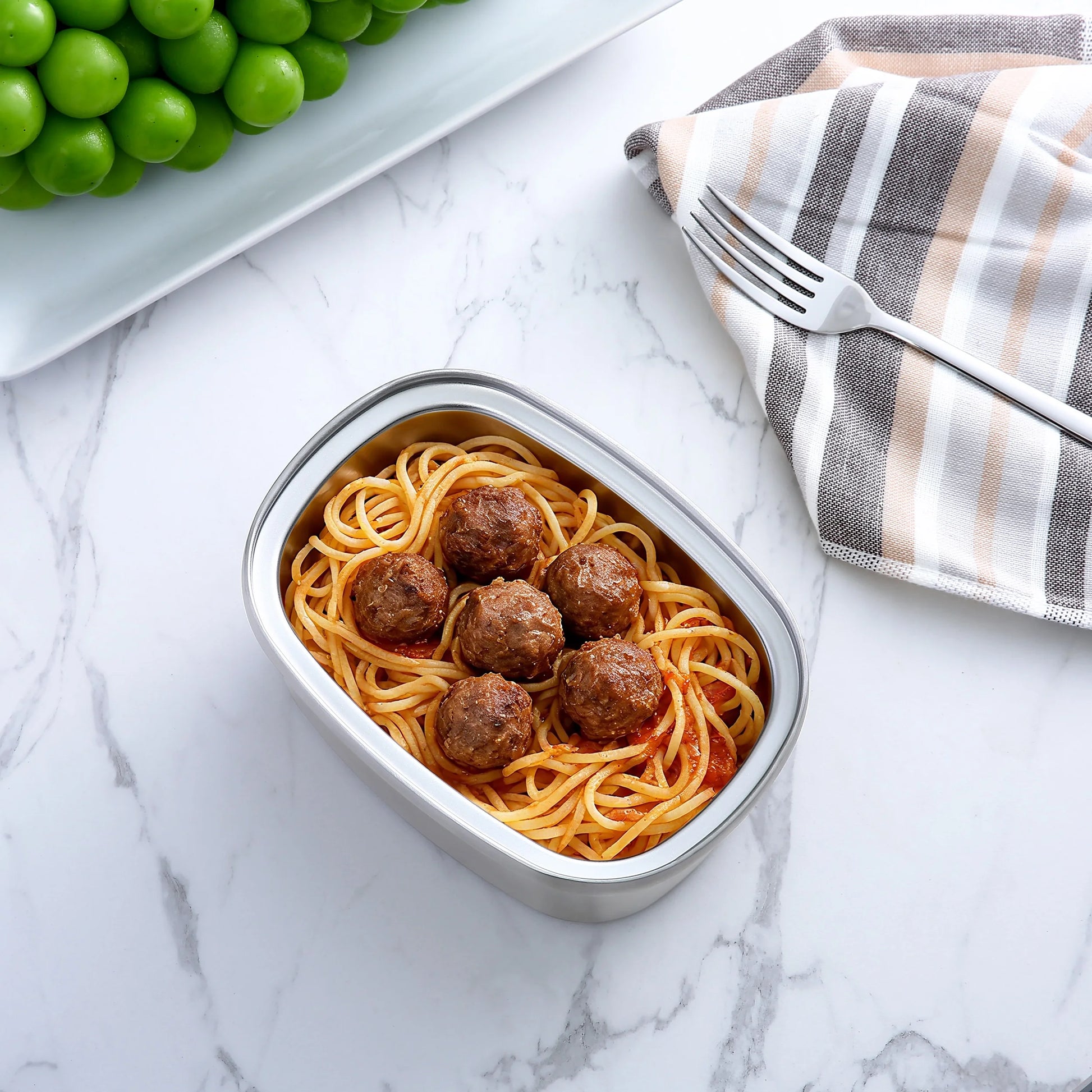 Food Container, Reusable Insulated Stainless Steel, Rectangular, 33 Oz