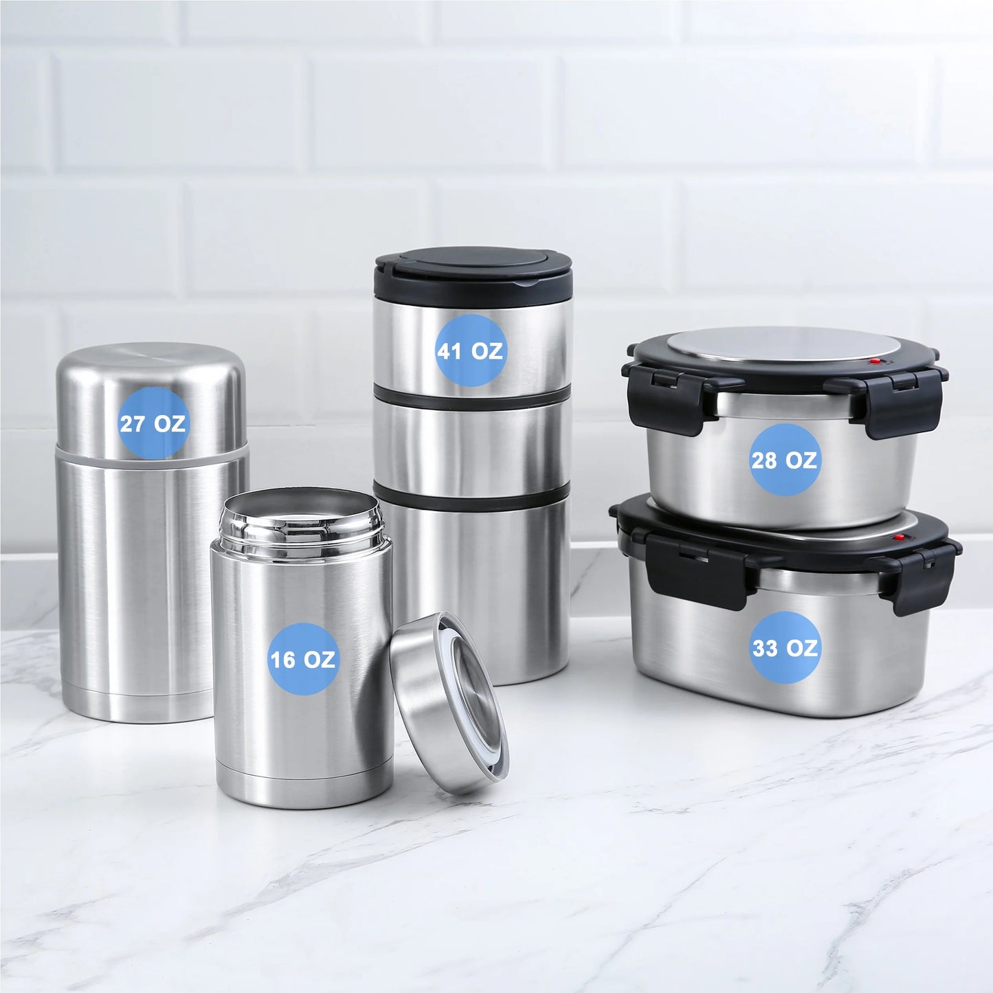 Food Container, Reusable Insulated Stainless Steel, Rectangular, 33 Oz