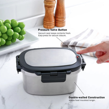 Food Container, Reusable Insulated Stainless Steel, Rectangular, 33 Oz