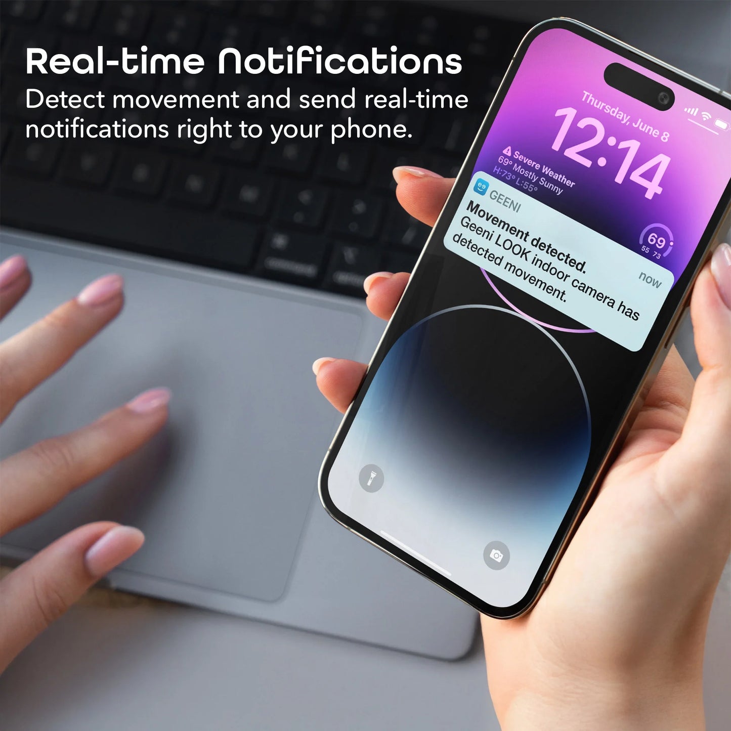 Indoor Home Security 1080P HD Video Surveillance Camera with Motion Detection, 2-Way Audio, Black