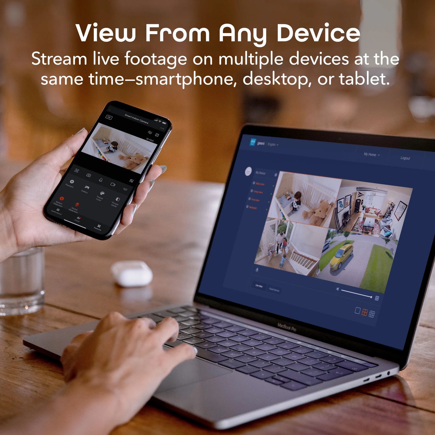 Indoor Home Security 1080P HD Video Surveillance Camera with Motion Detection, 2-Way Audio, Black