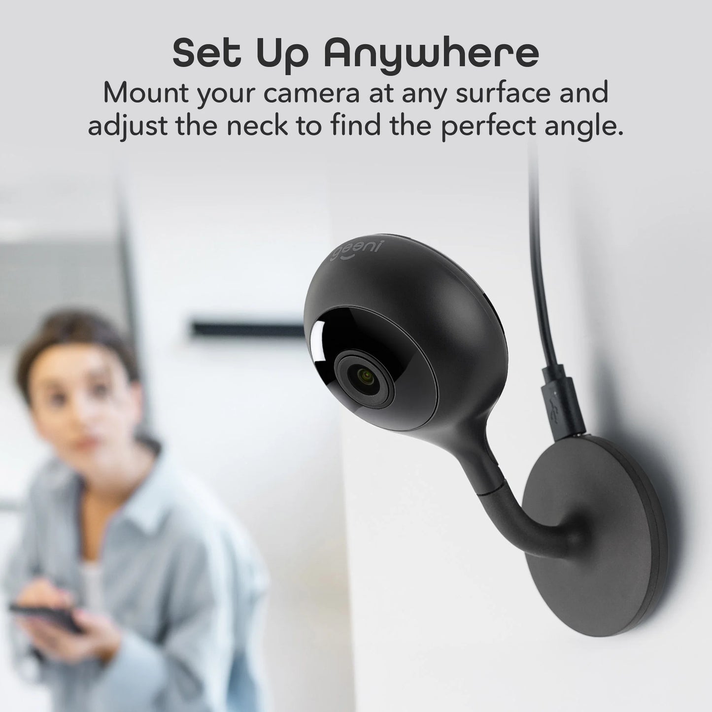 Indoor Home Security 1080P HD Video Surveillance Camera with Motion Detection, 2-Way Audio, Black